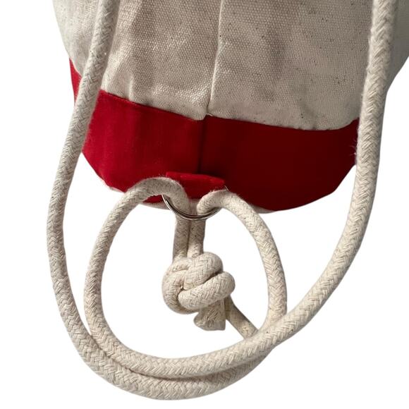 Flower Hospital Medical Staff Canvas Duffle Bag Red Cream Drawstring - Picture 11 of 13